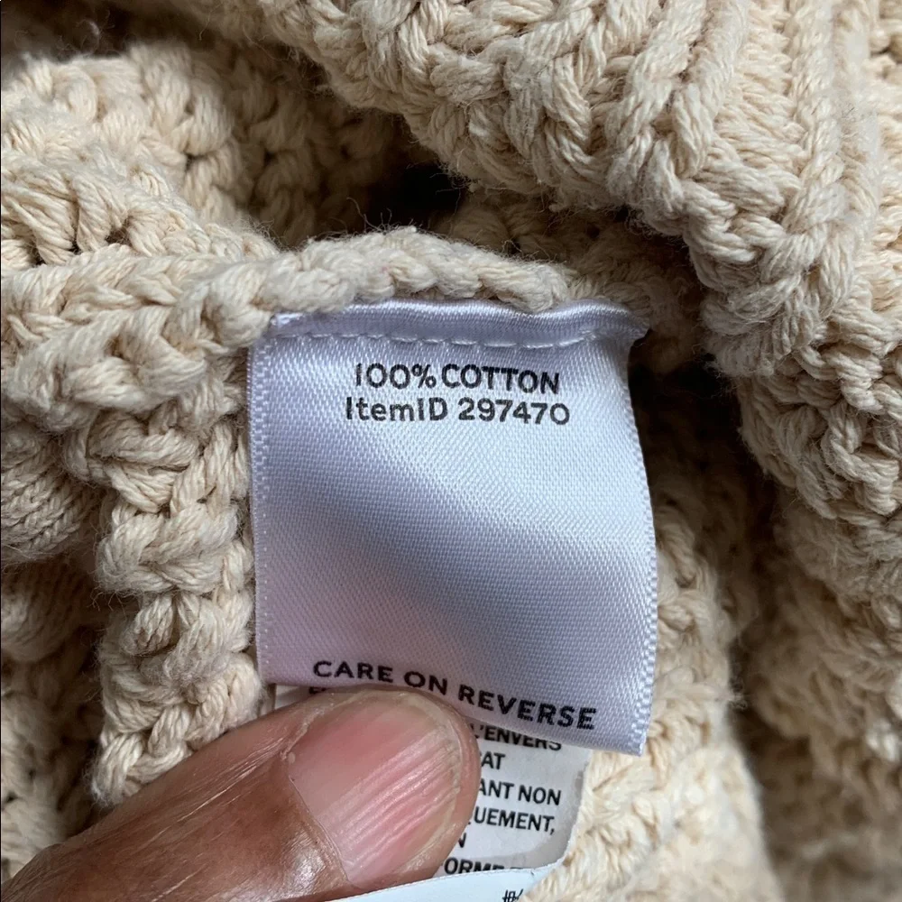 LL Bean Signature Womens Cotton Cable Knit Aran Fisherman Tunic Sweater Large